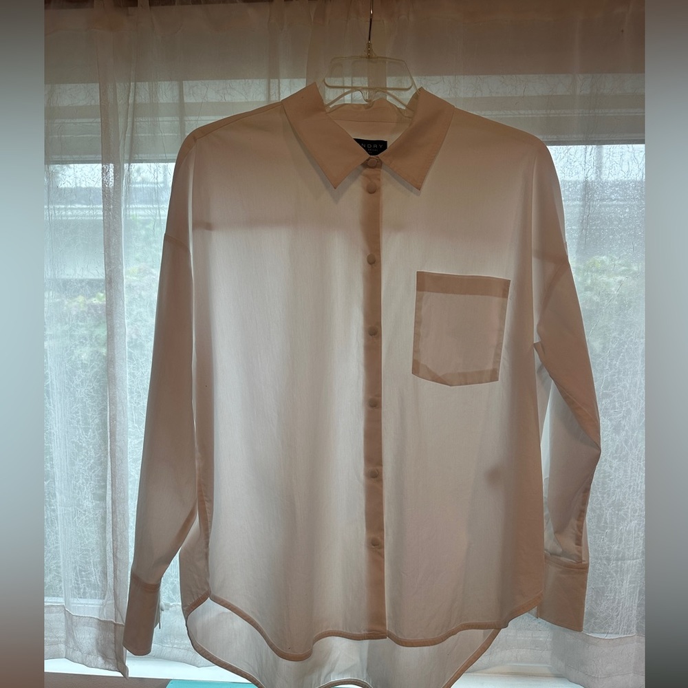 LAUNDRY by Shelli Segal oversized white button-down blouse